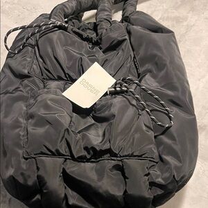 Dagne Dover Kal Puff Drawstring Tote Shoulder Bag Travel Black Large - NWT